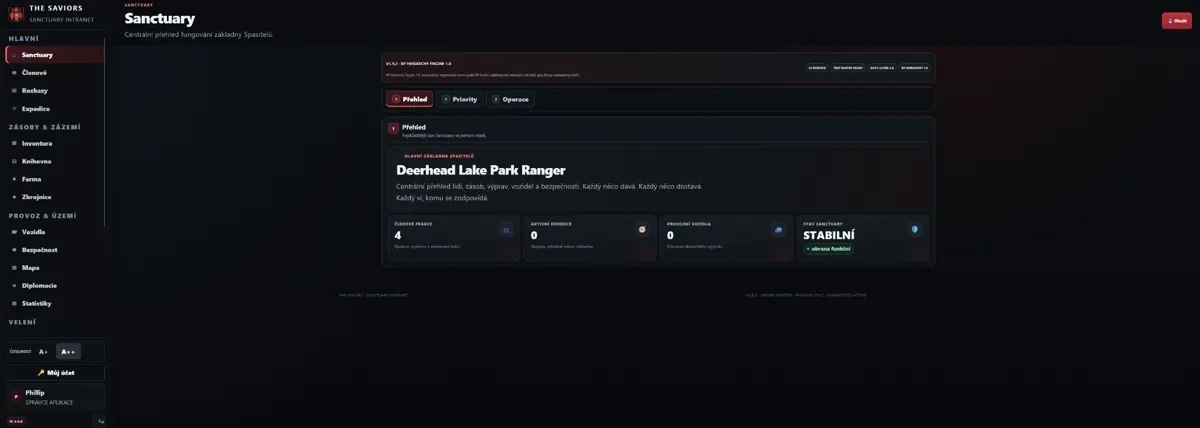 Screenshot webové prezentace RP skupiny The Saviors